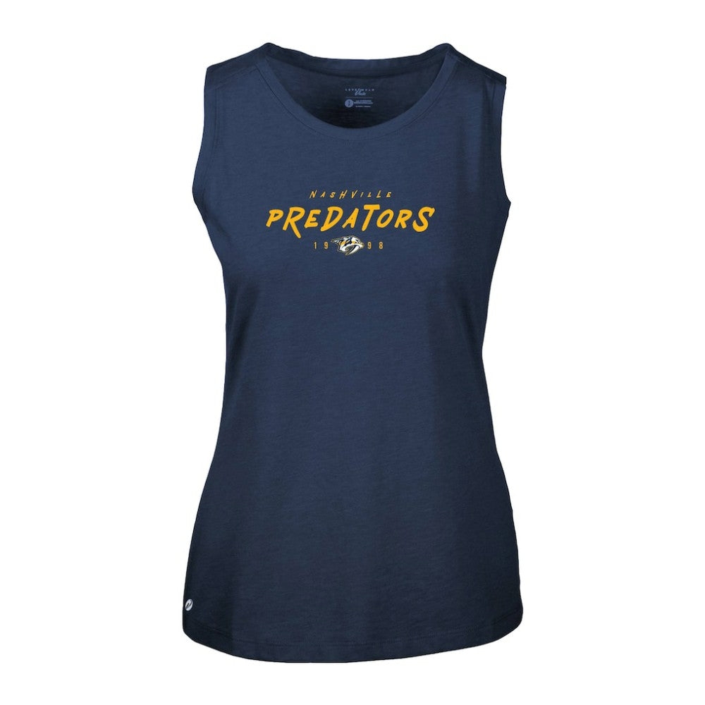 NHL Nashville Predators Levelwear Women's Macy Scratched Tank Top - Navy