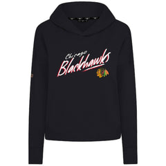 NHL Chicago Blackhawks Levelwear Women's Sweet Sizzle Tri-Blend Cropped Pullover Hoodie - Black