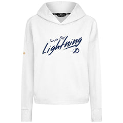 NHL Tampa Bay Lightning Levelwear Women's Sweet Sizzle Tri-Blend Cropped Pullover Hoodie - White