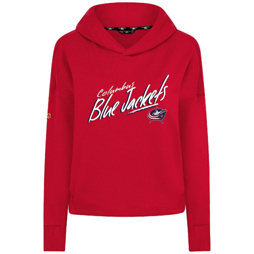 NHL Columbus Blue Jackets Levelwear Women's Sweet Sizzle Tri-Blend Cropped Pullover Hoodie - Red