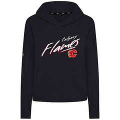 NHL Calgary Flames Levelwear Women's Sweet Sizzle Tri-Blend Cropped Pullover Hoodie - Black
