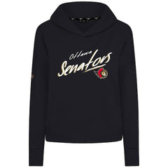 NHL Ottawa Senators Levelwear Women's Sweet Sizzle Tri-Blend Cropped Pullover Hoodie - Black