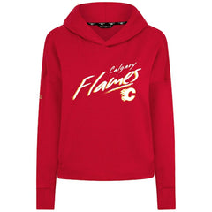 NHL Calgary Flames Levelwear Women's Sweet Sizzle Tri-Blend Cropped Pullover Hoodie - Red
