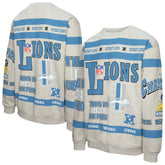 Detroit Lions All Over Print Vintage Fleece Crewneck Sweatshirt Heather Gray