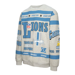 Detroit Lions All Over Print Vintage Fleece Crewneck Sweatshirt Heather Gray