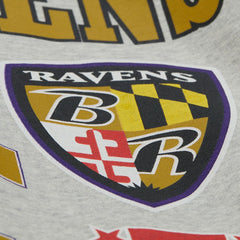 Baltimore Ravens All Over Print Vintage Fleece Crewneck Sweatshirt Heather Gray