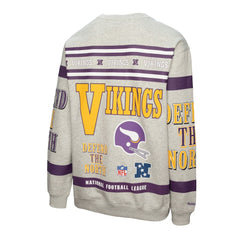 Minnesota Vikings All Over Print Vintage Fleece Crewneck Sweatshirt Heather Gray