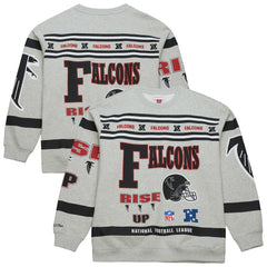 Atlanta Falcons All Over Print Vintage Fleece Crewneck Sweatshirt Heather Gray