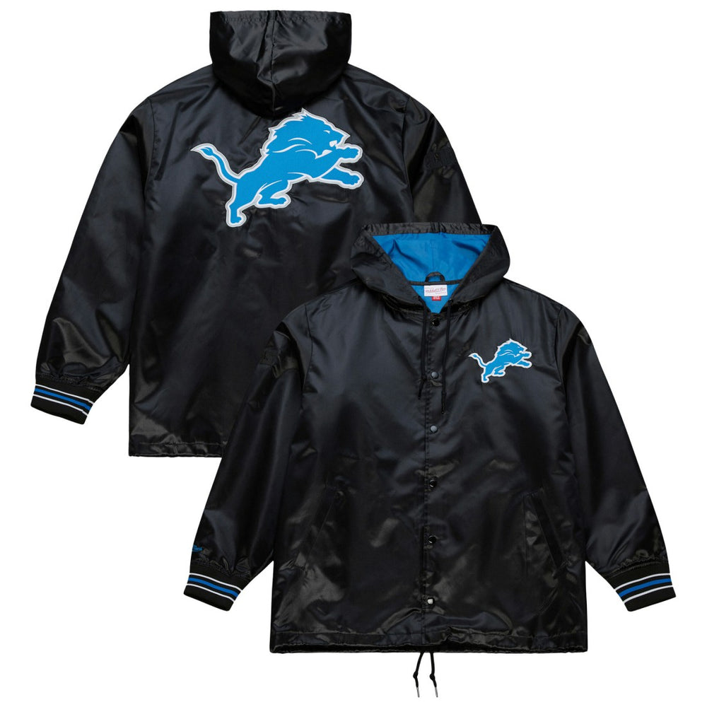Detroit Lions Downtown Satin Full-Snap Hooded Jacket Black