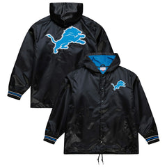 Detroit Lions Downtown Satin Full-Snap Hooded Jacket Black