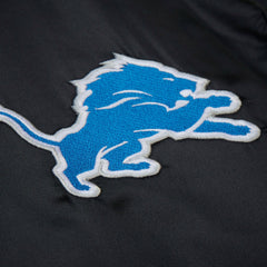 Detroit Lions Downtown Satin Full-Snap Hooded Jacket Black
