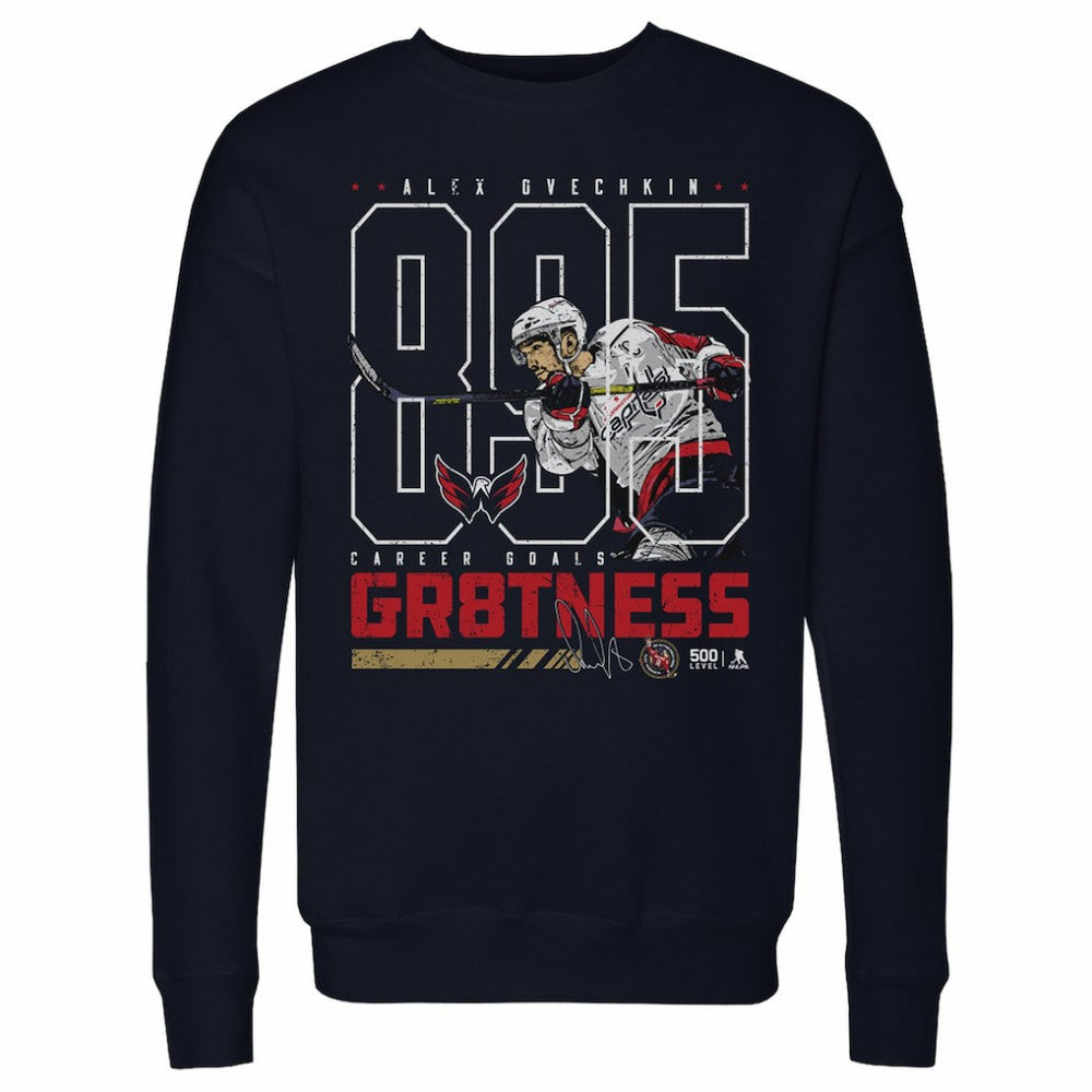 NHL Alexander Ovechkin Washington Capitals 500 Level Outline Pullover Sweatshirt - Navy