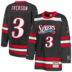 NBA Allen Iverson Philadelphia 76ers Youth Maxxed Out 2.0 Fashion Hockey Jersey - Black
