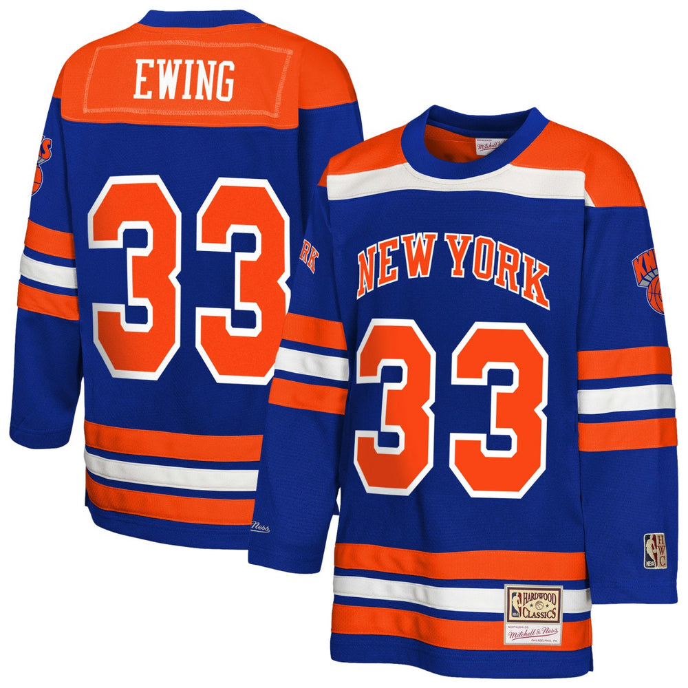 NBA Patrick Ewing New York Knicks Youth Maxxed Out 2.0 Fashion Hockey Jersey - Blue