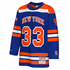 NBA Patrick Ewing New York Knicks Youth Maxxed Out 2.0 Fashion Hockey Jersey - Blue