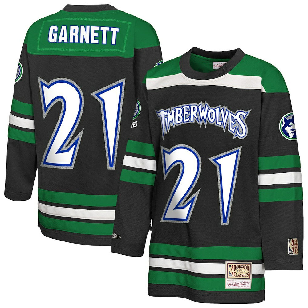 NBA Kevin Garnett Minnesota Timberwolves Youth Maxxed Out 2.0 Fashion Hockey Jersey - Black