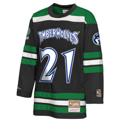 NBA Kevin Garnett Minnesota Timberwolves Youth Maxxed Out 2.0 Fashion Hockey Jersey - Black