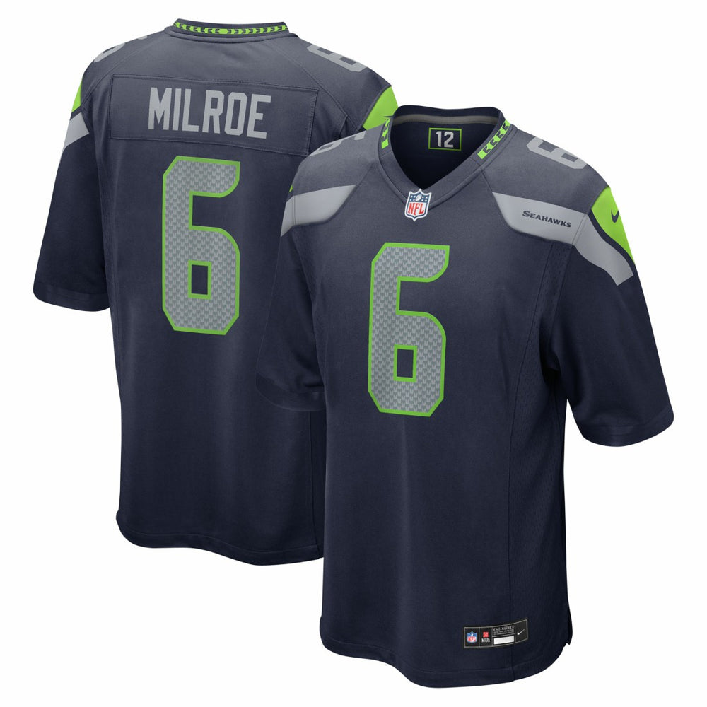 NFL Jalen Milroe Seattle Seahawks 2025 NFL Draft Game Jersey - College Navy