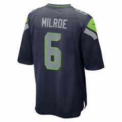 NFL Jalen Milroe Seattle Seahawks 2025 NFL Draft Game Jersey - College Navy