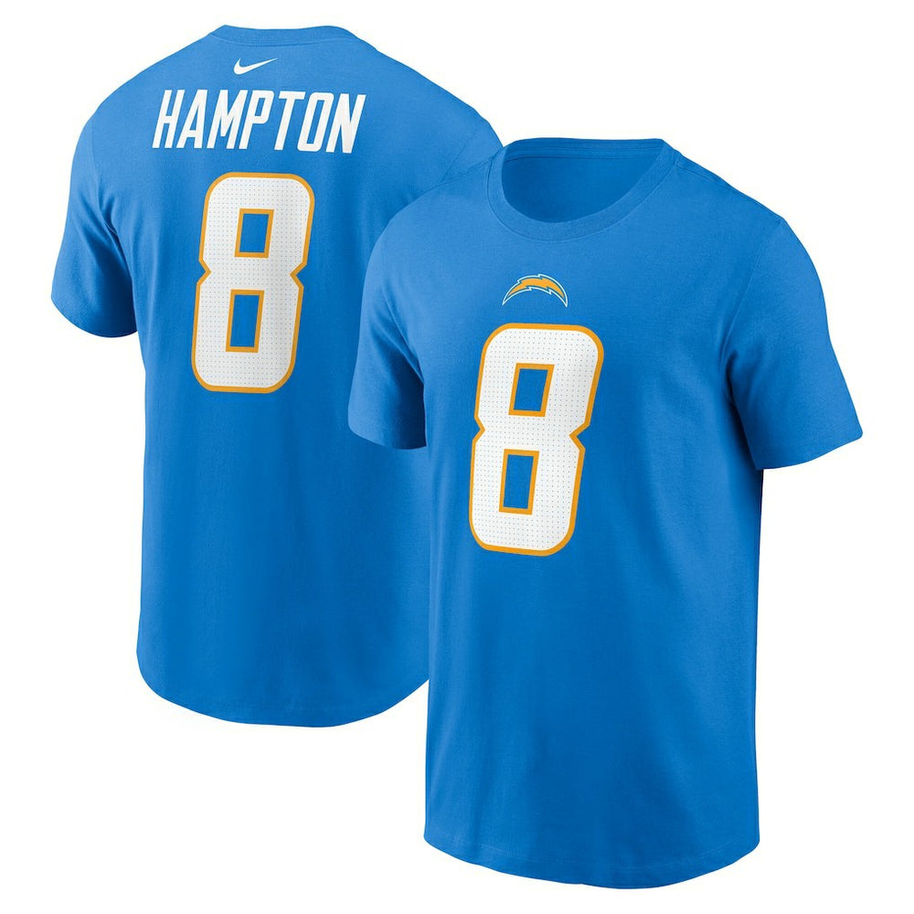 Omarion Hampton Los Angeles Chargers Name & Number T-Shirt Powder Blue