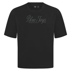 Toronto Blue Jays Levelwear Ethereal Oversized Luxe Signature Knit T-Shirt - Black T-shirts