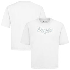 Baltimore Orioles Levelwear Ethereal Oversized Luxe Signature Knit T-Shirt - White T-shirts