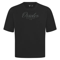 Baltimore Orioles Levelwear Ethereal Oversized Luxe Signature Knit T-Shirt - Black T-shirts
