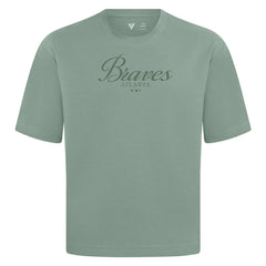 Atlanta Braves Levelwear Ethereal Oversized Luxe Signature Knit T-Shirt - Green T-shirts