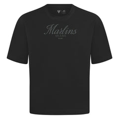 Miami Marlins Levelwear Ethereal Oversized Luxe Signature Knit T-Shirt - Black T-shirts