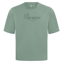 Milwaukee Brewers Levelwear Ethereal Oversized Luxe Signature Knit T-Shirt - Green T-shirts