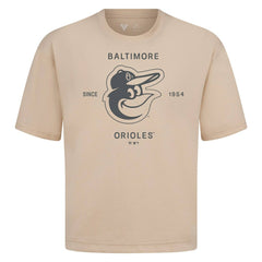Baltimore Orioles Levelwear Crossway Oversized Luxe Signature Knit T-Shirt - Khaki T-shirts