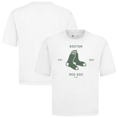 Boston Red Sox Levelwear Crossway Oversized Luxe Signature Knit T-Shirt - White T-shirts
