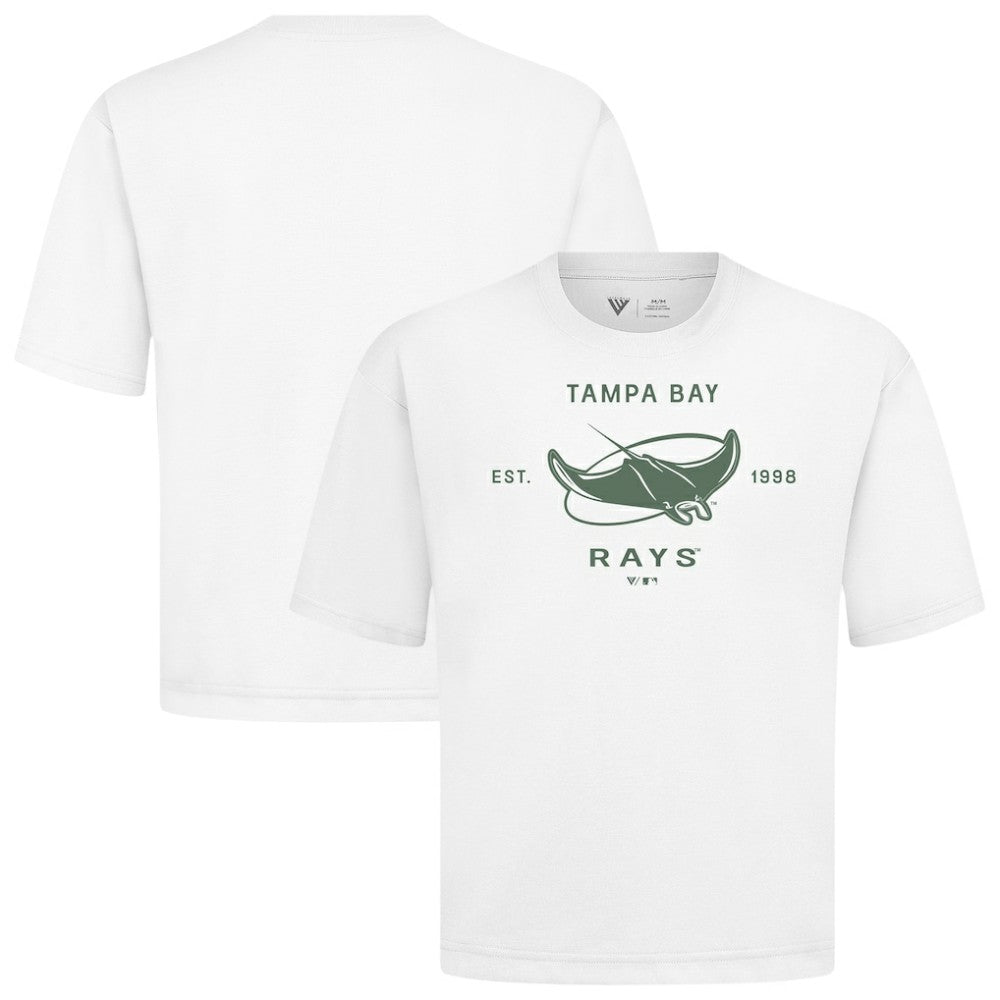 Tampa Bay Rays Levelwear Crossway Oversized Luxe Signature Knit T-Shirt - White T-shirts