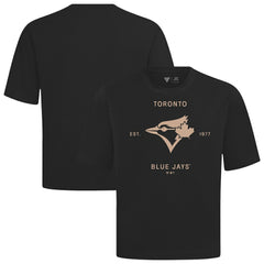Toronto Blue Jays Levelwear Crossway Oversized Luxe Signature Knit T-Shirt - Black T-shirts