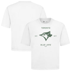 Toronto Blue Jays Levelwear Crossway Oversized Luxe Signature Knit T-Shirt - White T-shirts