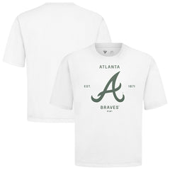 Atlanta Braves Levelwear Crossway Oversized Luxe Signature Knit T-Shirt - White T-shirts