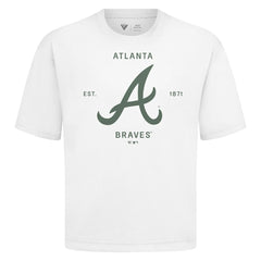 Atlanta Braves Levelwear Crossway Oversized Luxe Signature Knit T-Shirt - White T-shirts