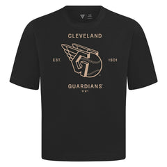 Cleveland Guardians Levelwear Crossway Oversized Luxe Signature Knit T-Shirt - Black T-shirts