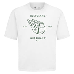 Cleveland Guardians Levelwear Crossway Oversized Luxe Signature Knit T-Shirt - White T-shirts