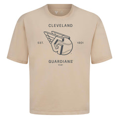 Cleveland Guardians Levelwear Crossway Oversized Luxe Signature Knit T-Shirt - Khaki T-shirts
