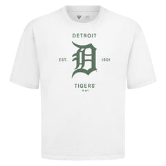 Detroit Tigers Levelwear Crossway Oversized Luxe Signature Knit T-Shirt - White T-shirts