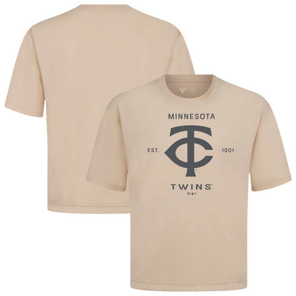 Minnesota Twins Levelwear Crossway Oversized Luxe Signature Knit T-Shirt - Khaki T-shirts