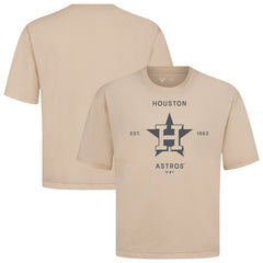 Houston Astros Levelwear Crossway Oversized Luxe Signature Knit T-Shirt - Khaki T-shirts