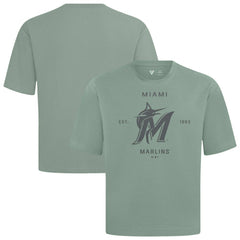 Miami Marlins Levelwear Crossway Oversized Luxe Signature Knit T-Shirt - Green T-shirts