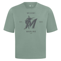 Miami Marlins Levelwear Crossway Oversized Luxe Signature Knit T-Shirt - Green T-shirts