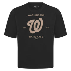 Washington Nationals Levelwear Crossway Oversized Luxe Signature Knit T-Shirt - Black T-shirts