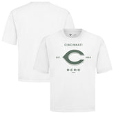 Cincinnati Reds Levelwear Crossway Oversized Luxe Signature Knit T-Shirt - White T-shirts