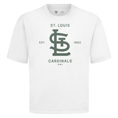 St. Louis Cardinals Levelwear Crossway Oversized Luxe Signature Knit T-Shirt - White T-shirts