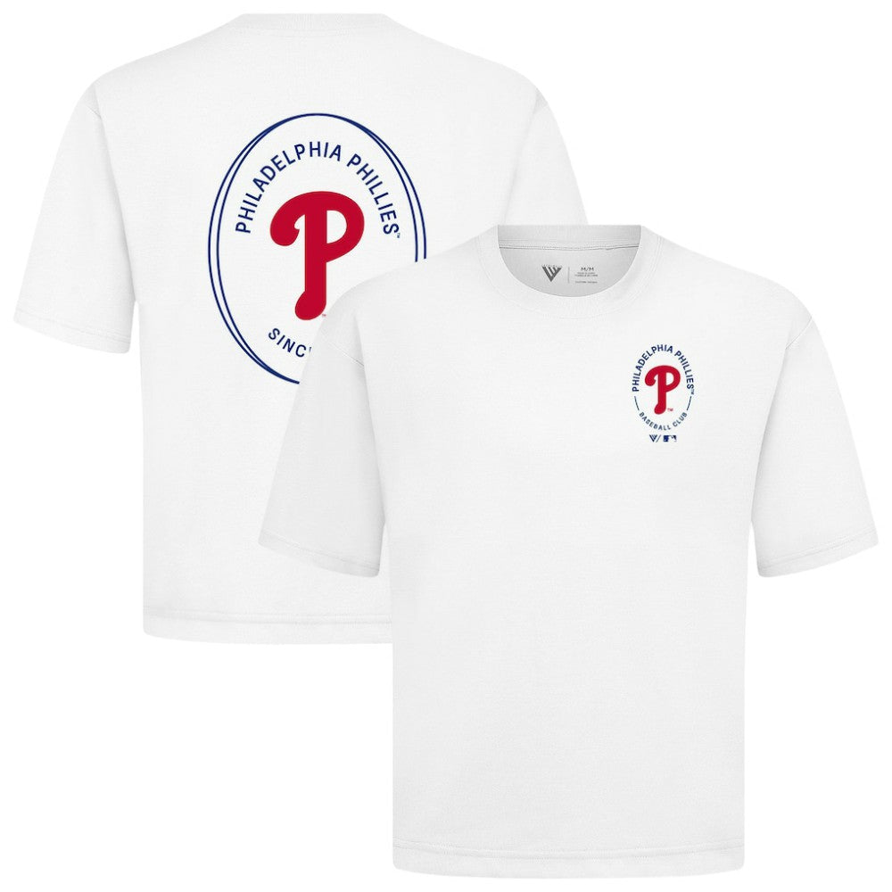 Philadelphia Phillies Levelwear Signet Oversized Luxe Signature Knit T-Shirt - White T-shirts