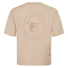 Baltimore Orioles Levelwear Signet Oversized Luxe Signature Knit T-Shirt - Khaki T-shirts